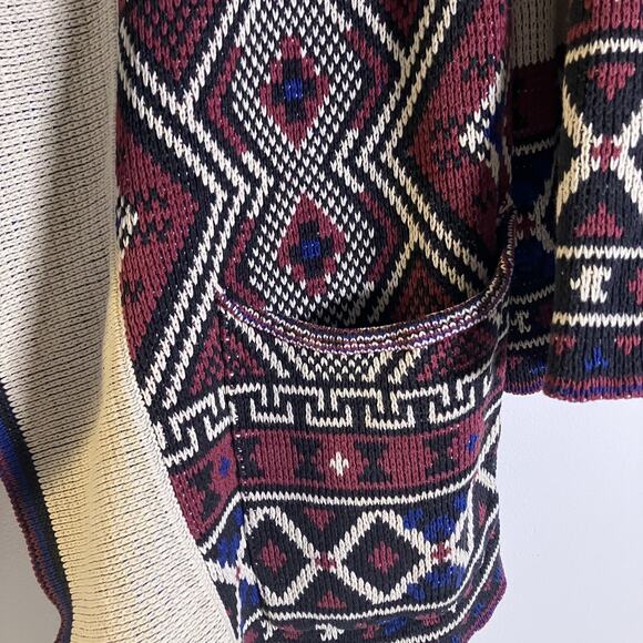 Forever 21 Cardigan Womens Small Boho Knit Aztec Open Sweater Pockets Layering - Picture 9 of 16
